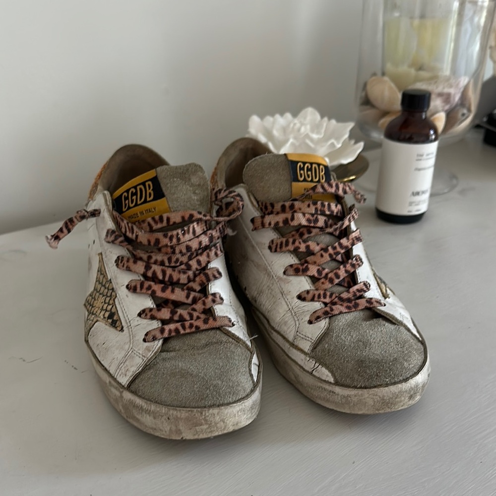 Golden Goose Deluxe Brand White and Gray Sneakers